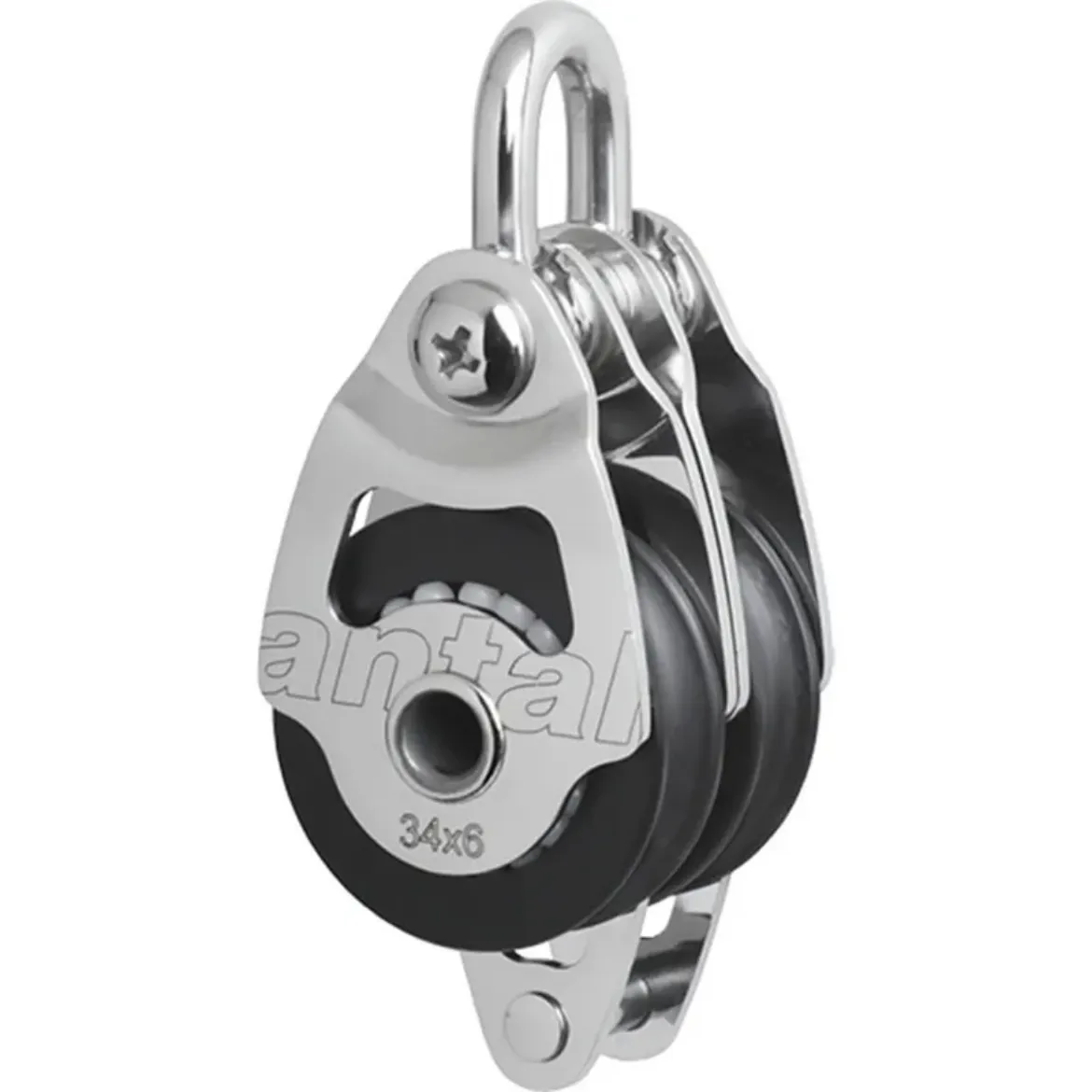 Picture of 34mm stainless steel double block with becket and cam cleat