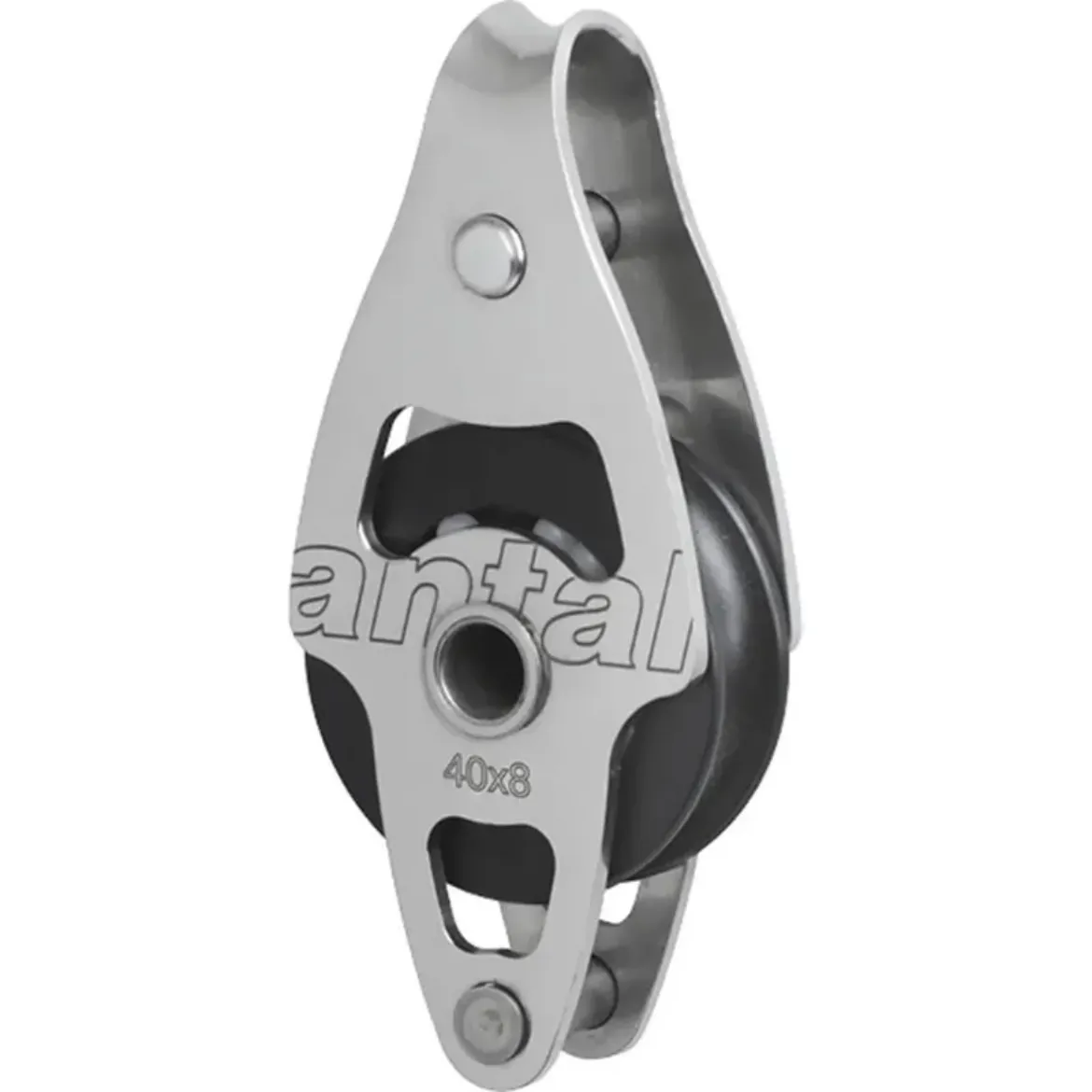 Picture of 40mm stainless steel single web block with becket